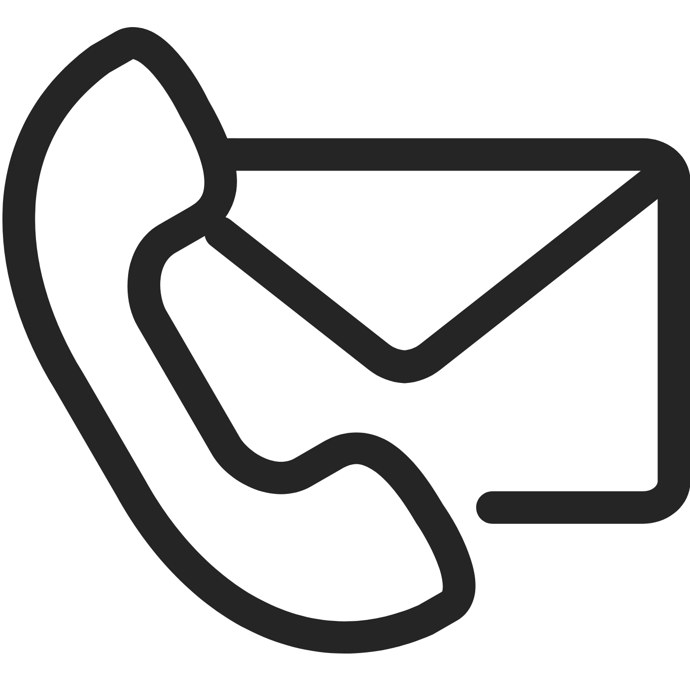 Icône téléphone et enveloppe menant vers la page de contact.