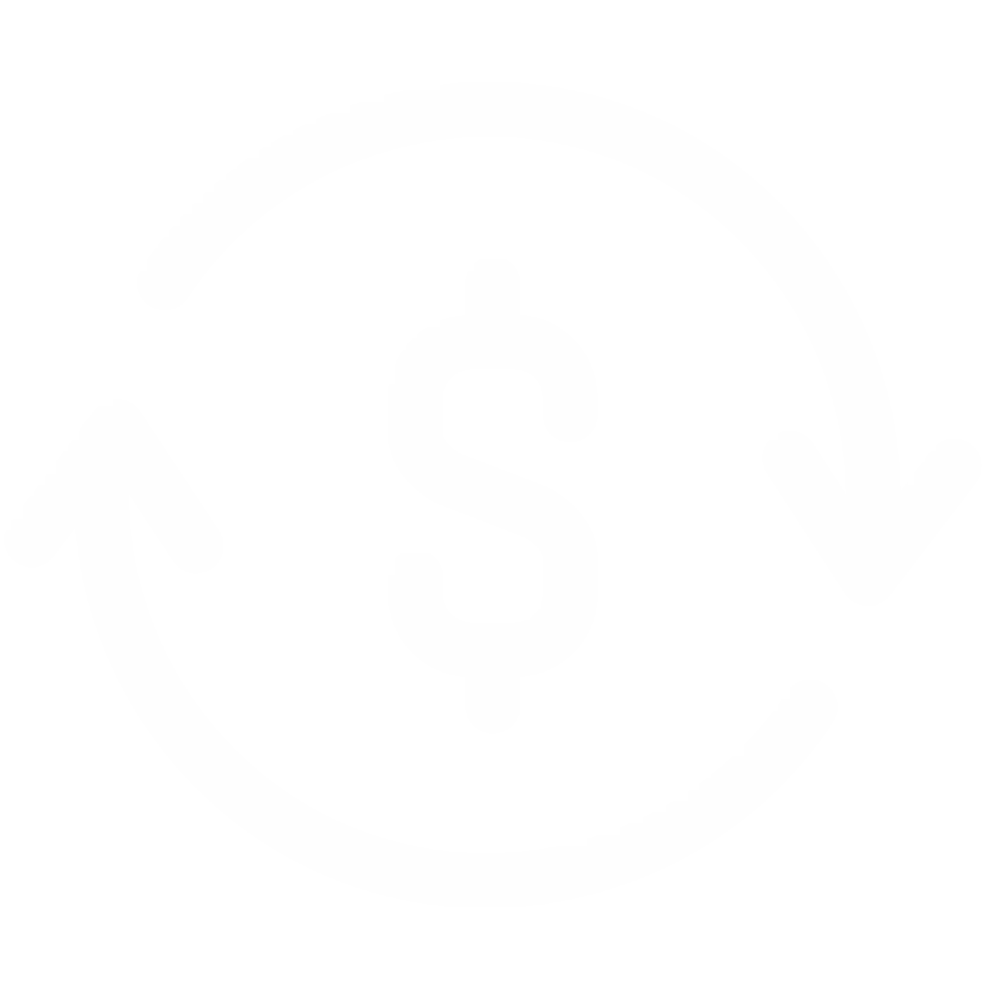 Icône en forme de dollar entouré de flèches symbolisant la maîtrise des coûts et l’optimisation du retour sur investissement des campagnes publicitaires gérées par l’agence web Nectar Digital.